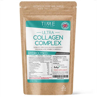 Time Health Ultra Collagen Complex - 126g Powder - Hydrolysed - Types I, II, III, V & X Collagen, Hyaluronic Acid, Vitamin C & Minerals - Made with VERISOL - Grass Fed - UK Made - GMP Standards