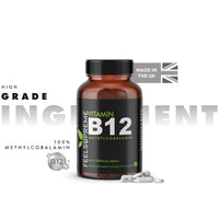 Feel Supreme Vitamin B12 1000mcg Tablets High Strength - Methylcobalamin B12 Supplement - Energy, Immune Support & Brain Function - Vegan Vitamin B12 Tablets for Men & Women - 60 Tablets UK Made