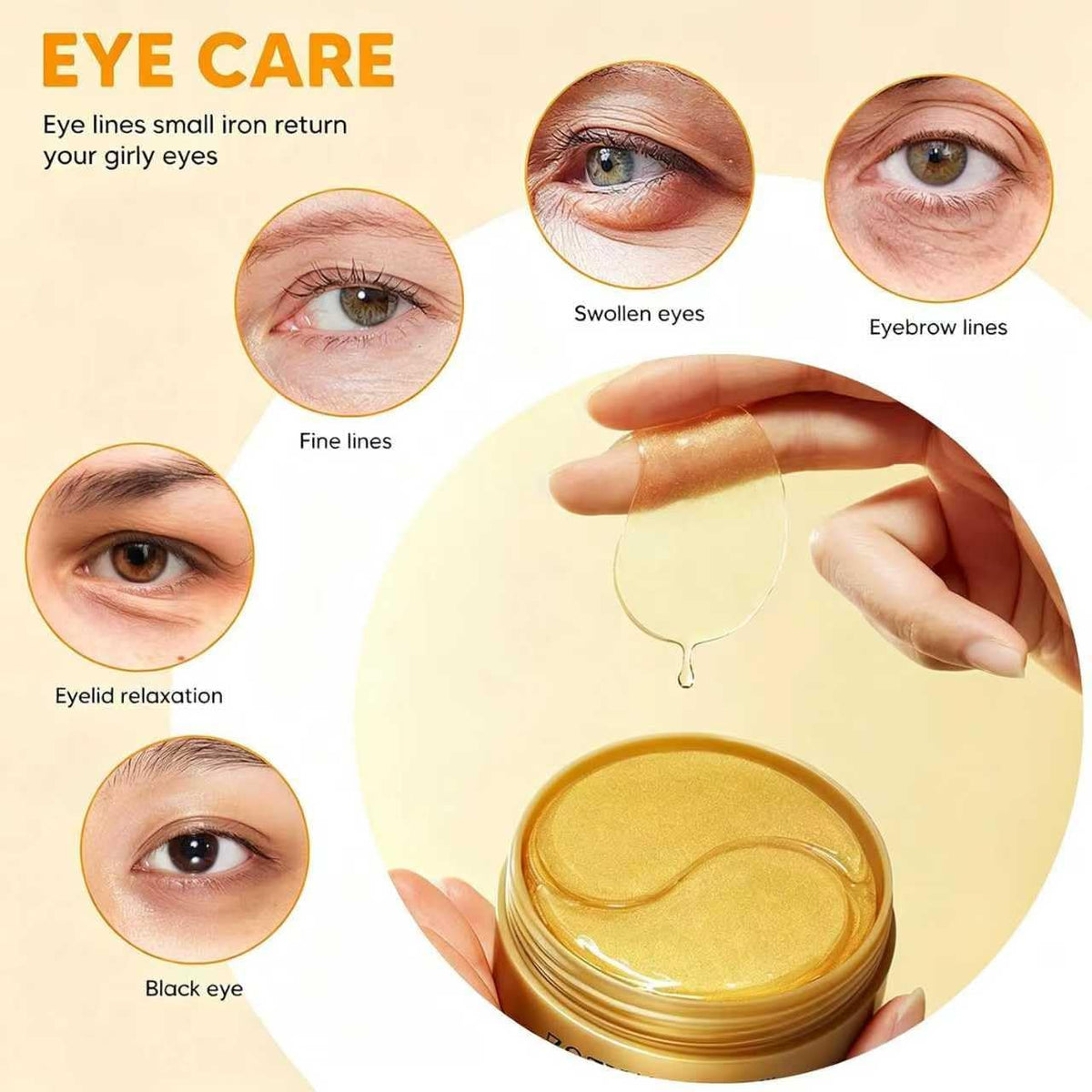 Sathychanpy Under Eye Gel Patches 60Pcs -Collagen Under Eye Patches-24K Gold Eye Mask for Dark Circles,Puffiness,Eye Bags,Reduce Wrinkle Patches, Pure Natural Extract Eye Patch for Men & Women (24K Gold)