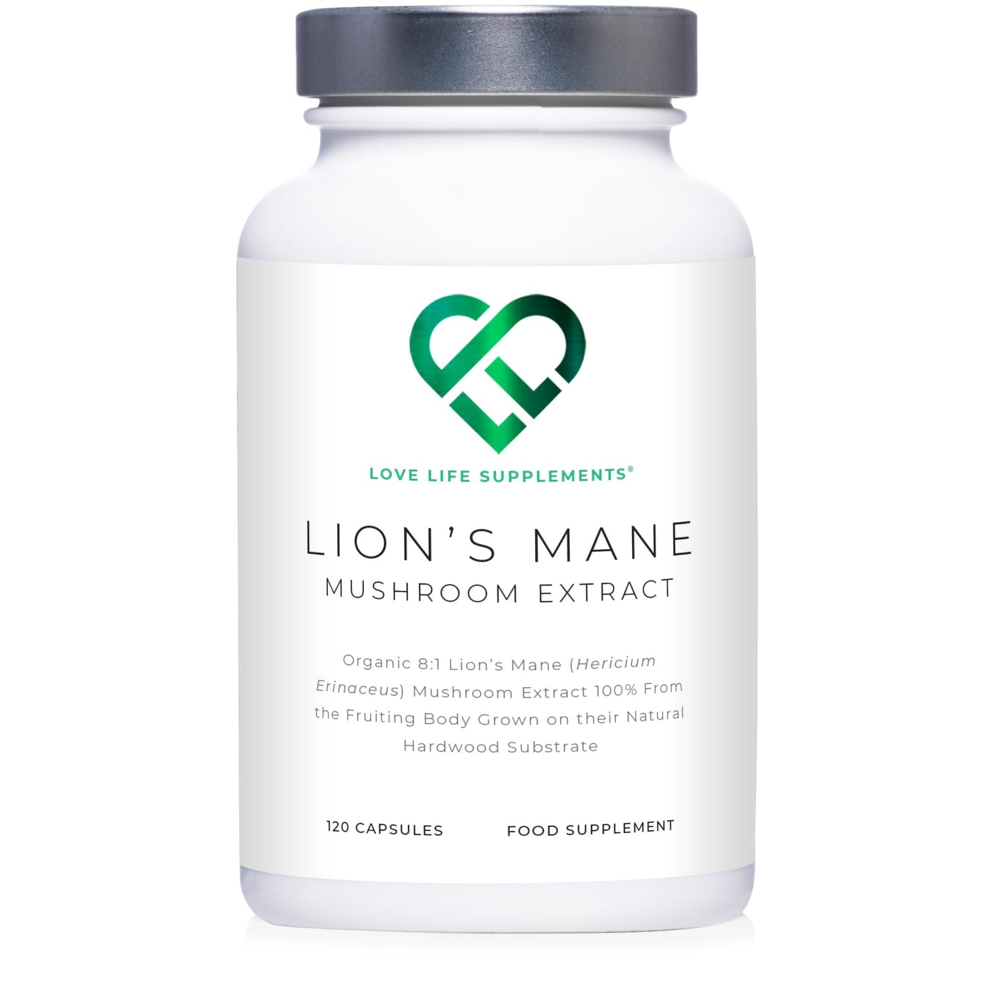 Lions Mane Supplement High Strength - Premium Organic 8:1 Mushroom Extract from Fruiting Body - 120 Capsules, 60 Day Supply - No Fillers