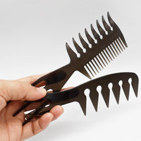 ZEROKIWI Professional 2-in-1 Mens Hairstyling Texture Comb, Wide Tooth Slickback Hairdressing Detangling Fantail Barber Comb Anti Static Heat Resistant for Men Women Salon Shaping Wet Long Curly (AB)