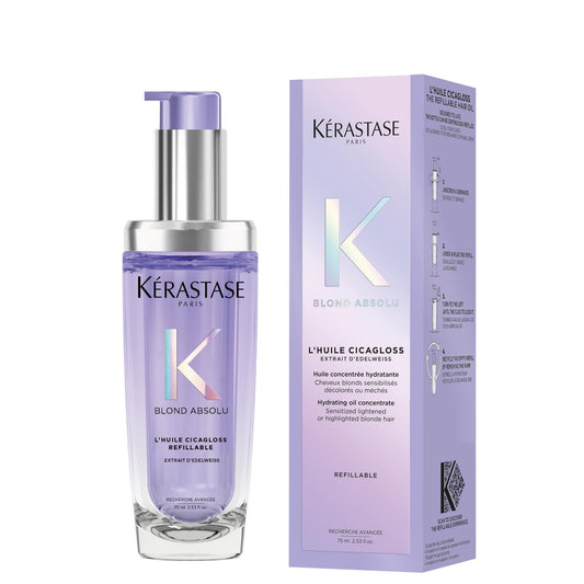 KERASTASE Kérastase Blond Absolu, Intense Blonde Strengthening Hair Oil, For Sensitised Lightened or Highlighted Hair, With Hyaluronic Acid & Edelweiss Flower, Huile Cicaextreme, Refillable Bottle 75ml