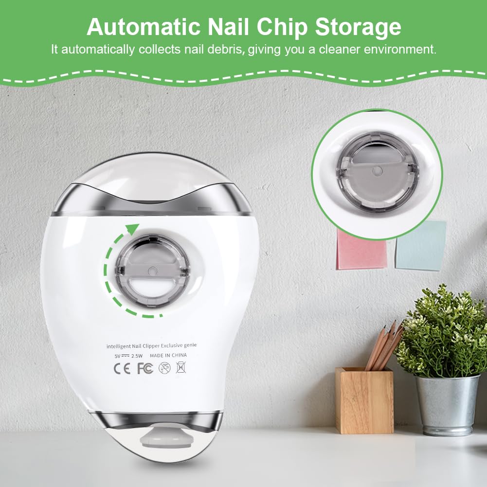 LOPHE Electric Nail Clipper, Double-Headed Cute Mango Shape Trimmer and Polisher 2-in-1 With LED Light Rechargeable Noiseless with Nail Cutting Storage Safe Nail Clipper for Baby, Kids, Elderly