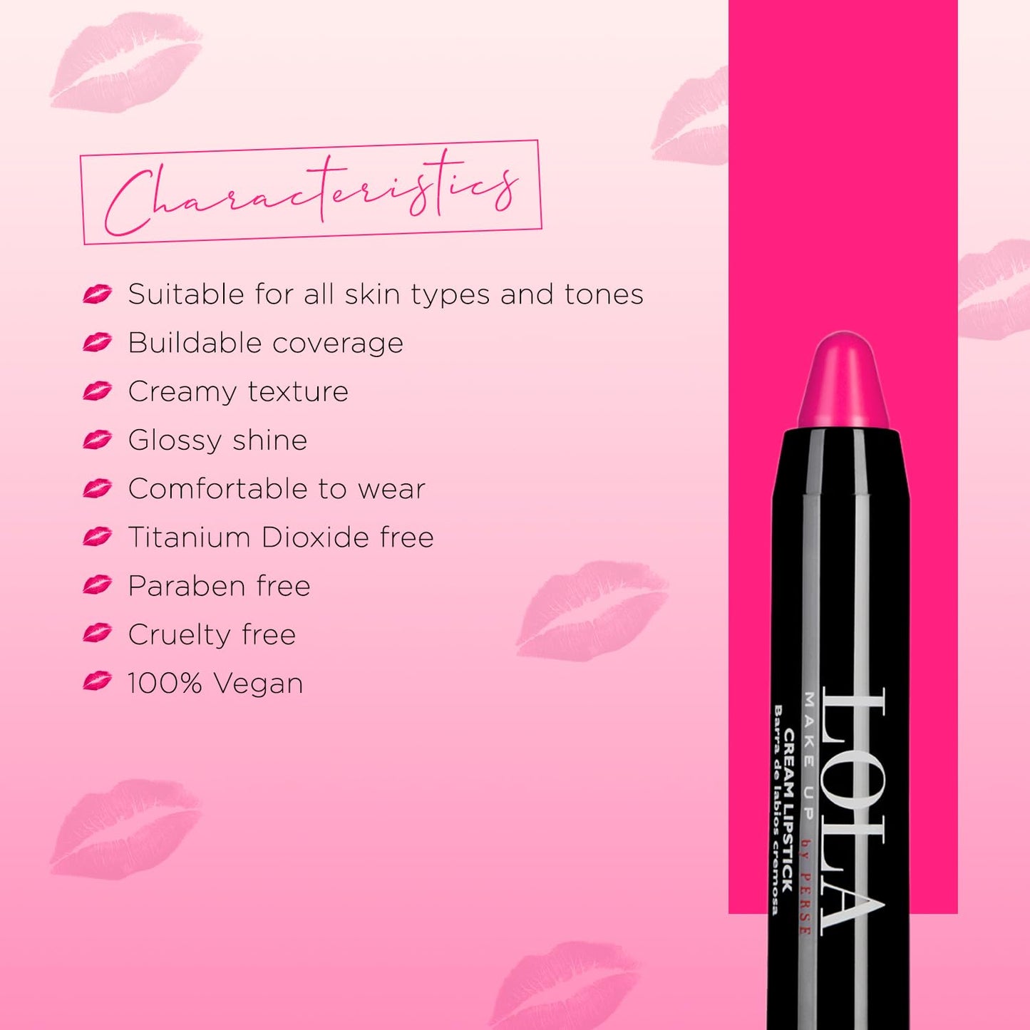 Lola Make Up by Perse Cream Lipstick Ultra Hydrating Lightweight and Soft Chubby Lip Balm Stick, Long-Lasting and Moisturising, Vegan and Cruelty-Free Makeup for Women, Pitaya 04