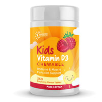 Vitamin D Chewable Supplements for Children 360 Raspberry Flavour Tablets by Sunshine Nutrition (Kids Chewable D3)