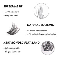 Lanciley 144 Clusters Individual Lashes False Eyelashes Natural Lash Clusters Thin Band Soft Reusable DIY Lash Extension Kit at Home for Make-up Beginner C/D Curl 10/12/14/15/16mm - L01