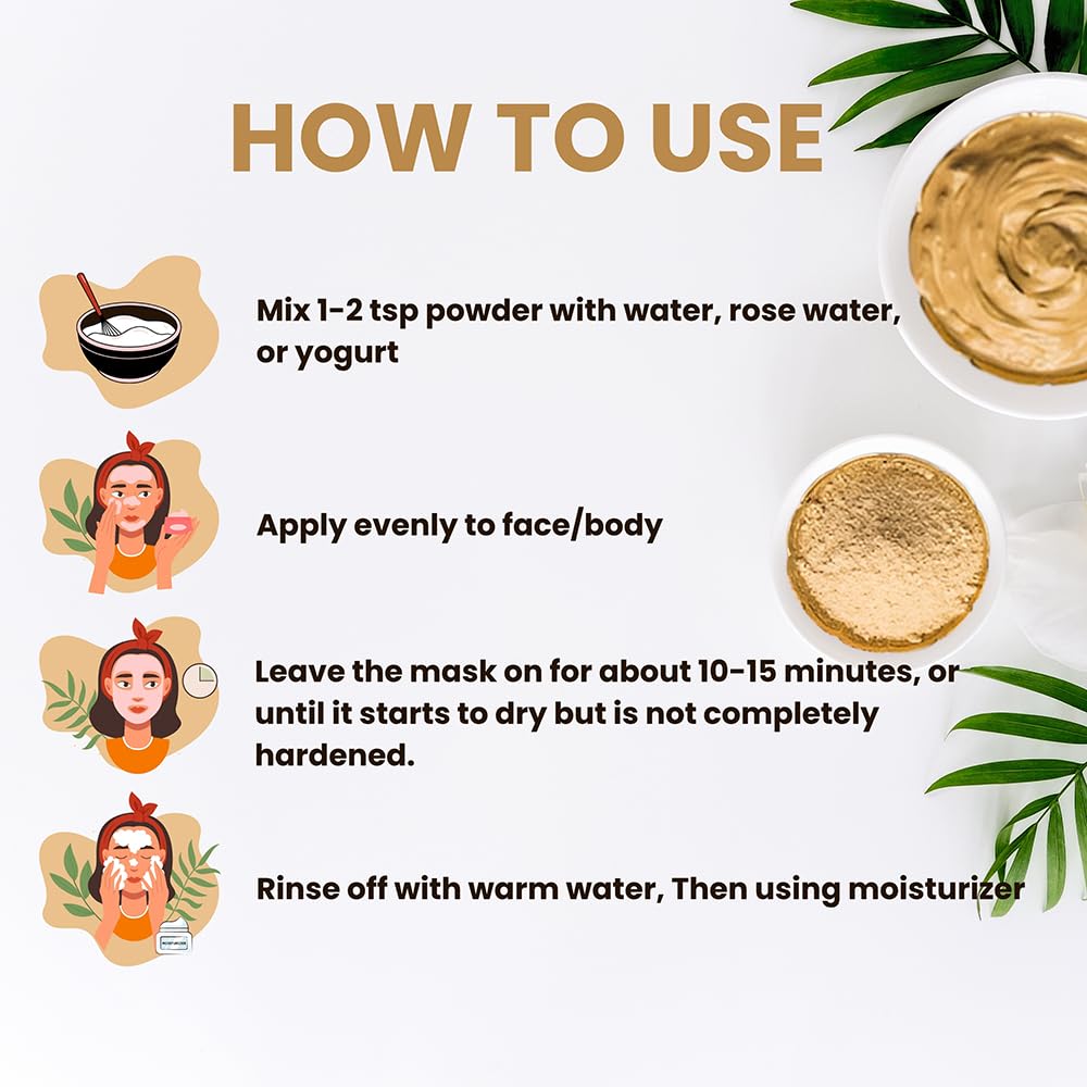 Hebhac Herbs Multani Mitti Powder, Bentonite Clay & Fuller's Earth Clay – 100% Natural Skin Soother, Cleanser & Acne Reducer – 100g