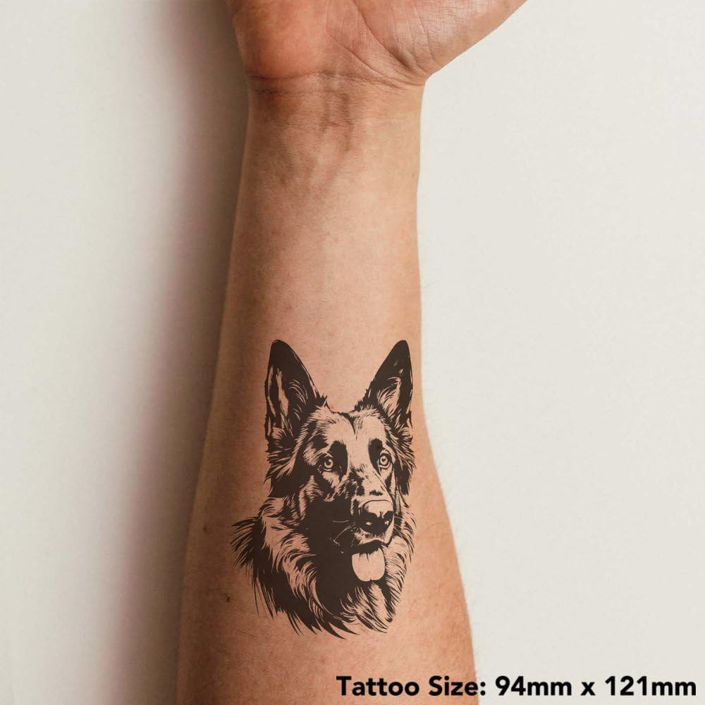 Azeeda 'German Shepherd ' Temporary Tattoo - Water Resistant, Skin-Safe, Non-Toxic Transfer (TO00065523)