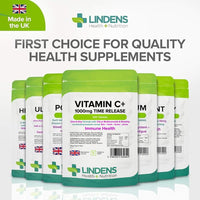 Lindens Vitamin C+ 1000mg - 120 Tablets - Time Release Tablets with Citrus Bioflavonoids and Rosehip - Contributes to Immune System Health, Reduces Tiredness and Supports Healthy Skin and Teeth