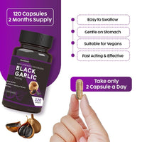 HerbStone HERBSTONE Black Garlic Capsules 1500mg High Strength | 120 Odourless Vegetarian Capsules | Aged Black Garlic Extract Supplement | Supports Heart Health, Cholesterol & Circulation | UK Formula