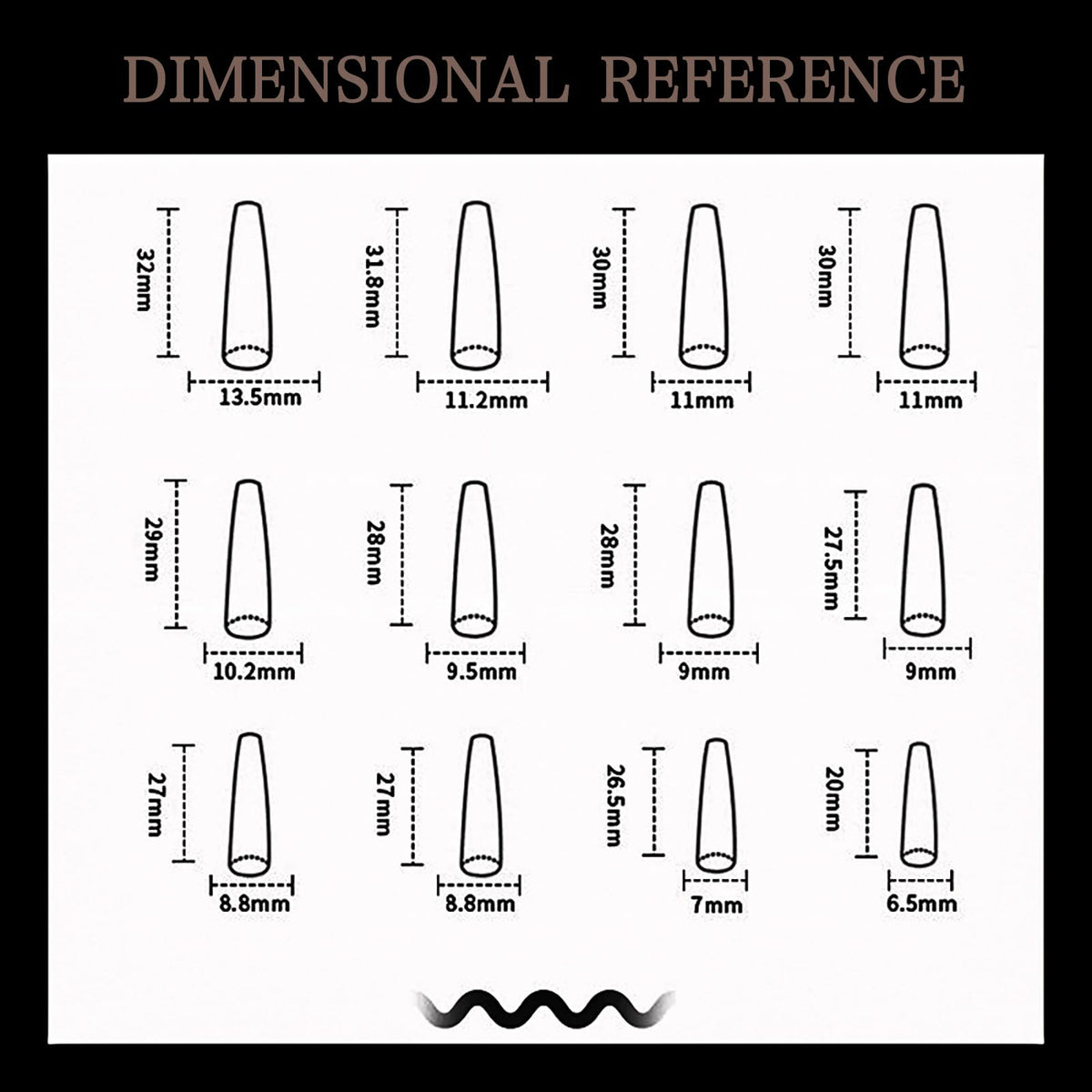 Maggikey 24PCS Long Coffin Ballerina False Nails - French Black Plastic Press On Nails - Full Coverage Glossy Stick On Nails For Women (Black Heart French Style)