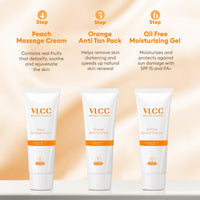 VLCC Papaya Fruit Facial Kit Glowing, Blemish Free Skin | With Papaya, Cucumber, Peach, and Orange Peel Extracts | Glowing at Home Facial Kit - 60g