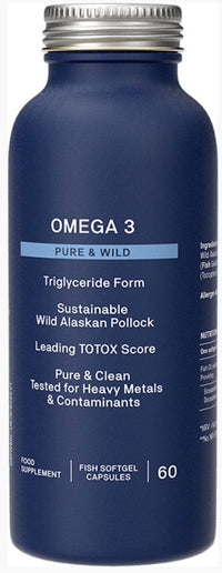 Natroceutics Omega 3 Pure & Wild 60 Softgel Capsules| Triglyceride Form| Made from Sustainable Wild Alaskan Pollock| Leading TOTOX Score| Pure & Clean Tested for Heavy Metals & Contaminants|