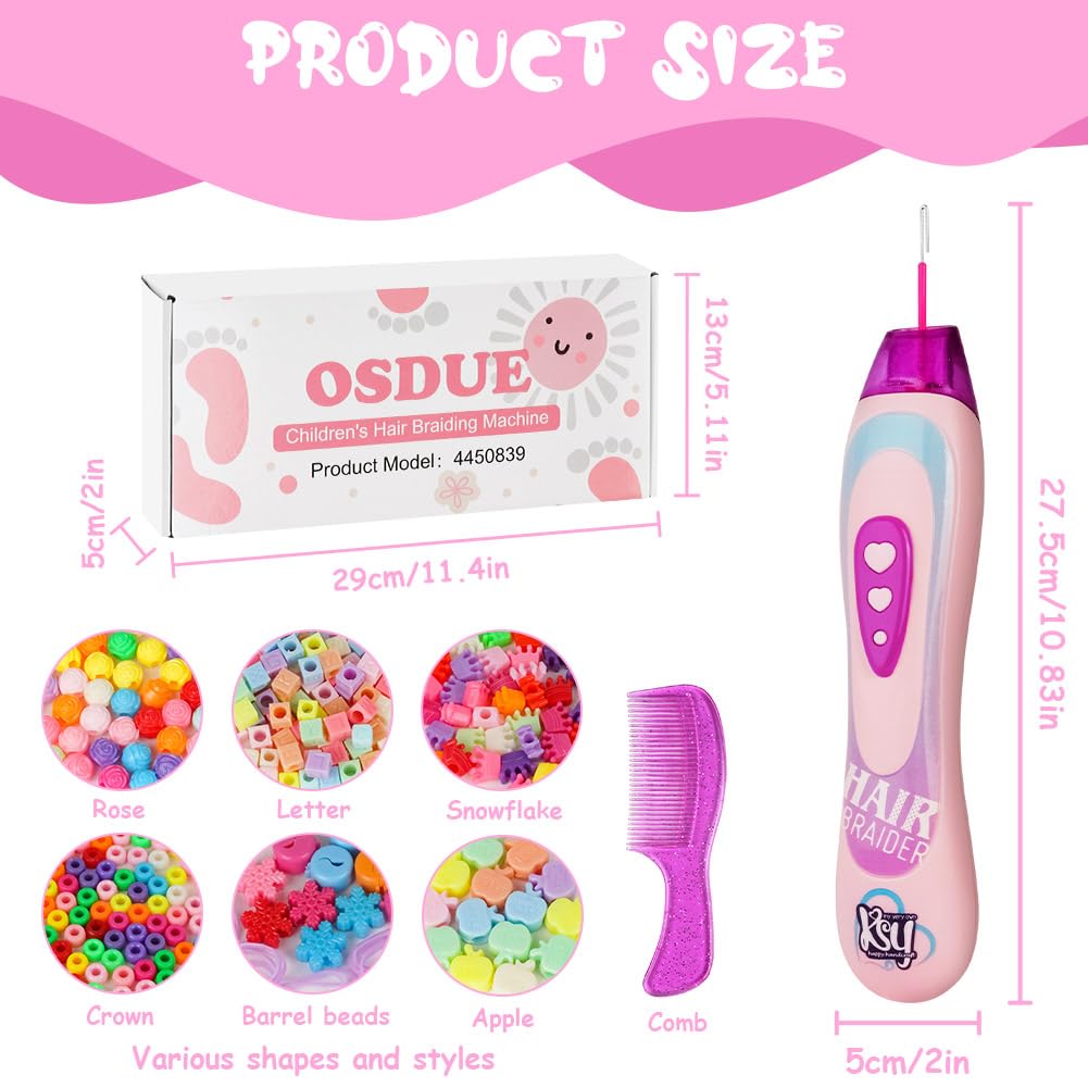 OSDUE Hair Machine Girls, Hair Braiding Accessories, Automatic Hair Braider Machine, Gifts, Hair Decoration for girls (Rose)