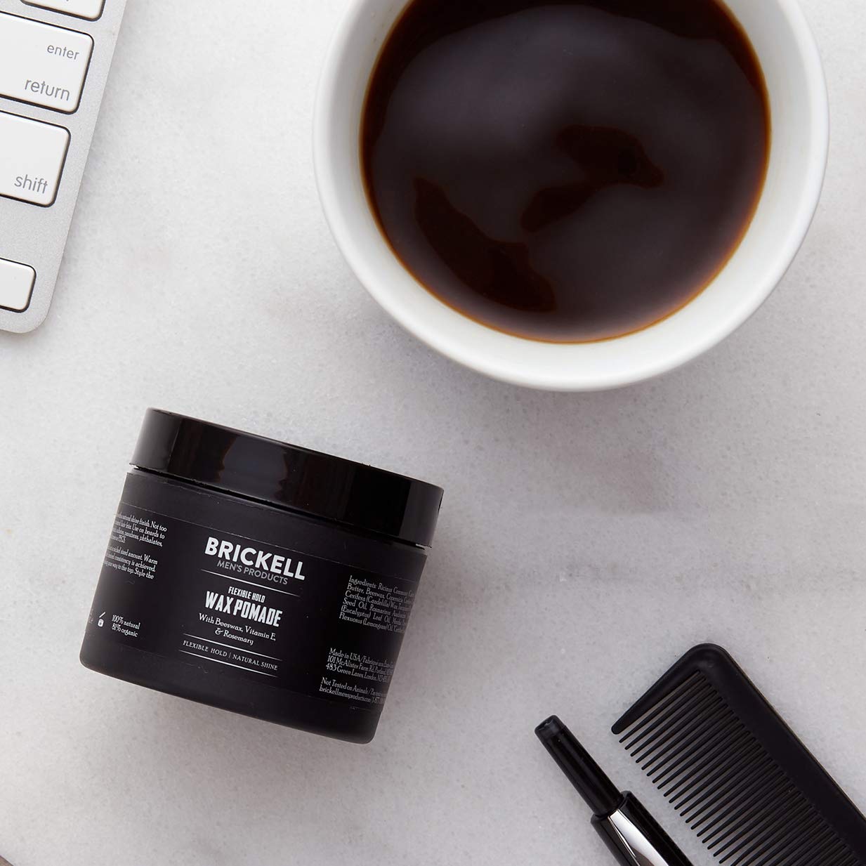 Brickell Men's Products Brickell Men's Flexible Hold Wax Pomade for Men, Natural and Organic Irritation Free Natural Shine, 59 mL, Scented