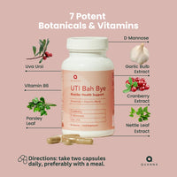 D Mannose & Cranberry Tablets for Urinary Infections | UTI Treatment for Women | Bladder & Cystitis Relief Supplements for Women | 60 Capsules | UK Manufactured - UTI Bah Bye | by Quanna