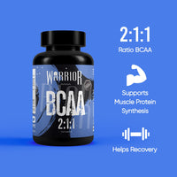 Warrior BCAA Capsules - 60 Caps - 1000mg - 2:1:1 Ratio; Pharmaceutical Grade Leucine, Isoleucine and Valine - Branched Chain Amino Acid