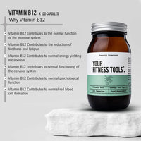 Your Fitness Tools Vegan Vitamin B12 1000MCG | 120 x Methylcobalamin Vegan B12 Capsules | Contribute to The Reduction of Tiredness and Fatigue | Made in The UK