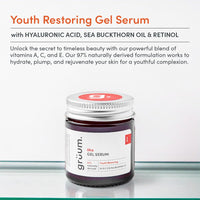grüum Youth Restoring Skin Gel Serum 30ml - Vitamin C Serum for Anti aging Glow Serum - Face Serum for women with Hyaluronic Acid, Sea buckthorn oil & Retinol