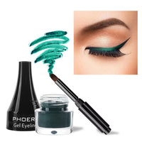 Phoera PHOERA GEL EYELINER LONG LASTING WATERPROOF SMUDGE PROOF 24H MAKEUP 10 SHADE UK (207 GREEN)