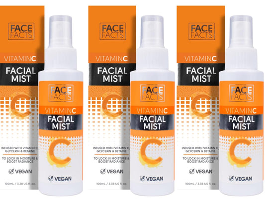 3 x Face Facts Face Mist | Hydrating Vitamin C 100ml (Pack of 3) | Vegan