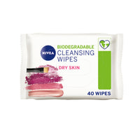 NIVEA Biodegradable Cleansing Wipes Dry Skin (40 sheets), Biodegradable Wipes made from 100% Plant Fibres, Make-Up Wipes, Face Wipes Makeup Remover