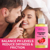 Sacred Remedy StrawberryYoni Oil Potent, Hydrating, Moisturising Lotion Oil. 100% Natural & Vegan. Reduces Friction, Chaffing & Dryness. Balances PH Level & Fresh Scent with Vitamin E (50ml)