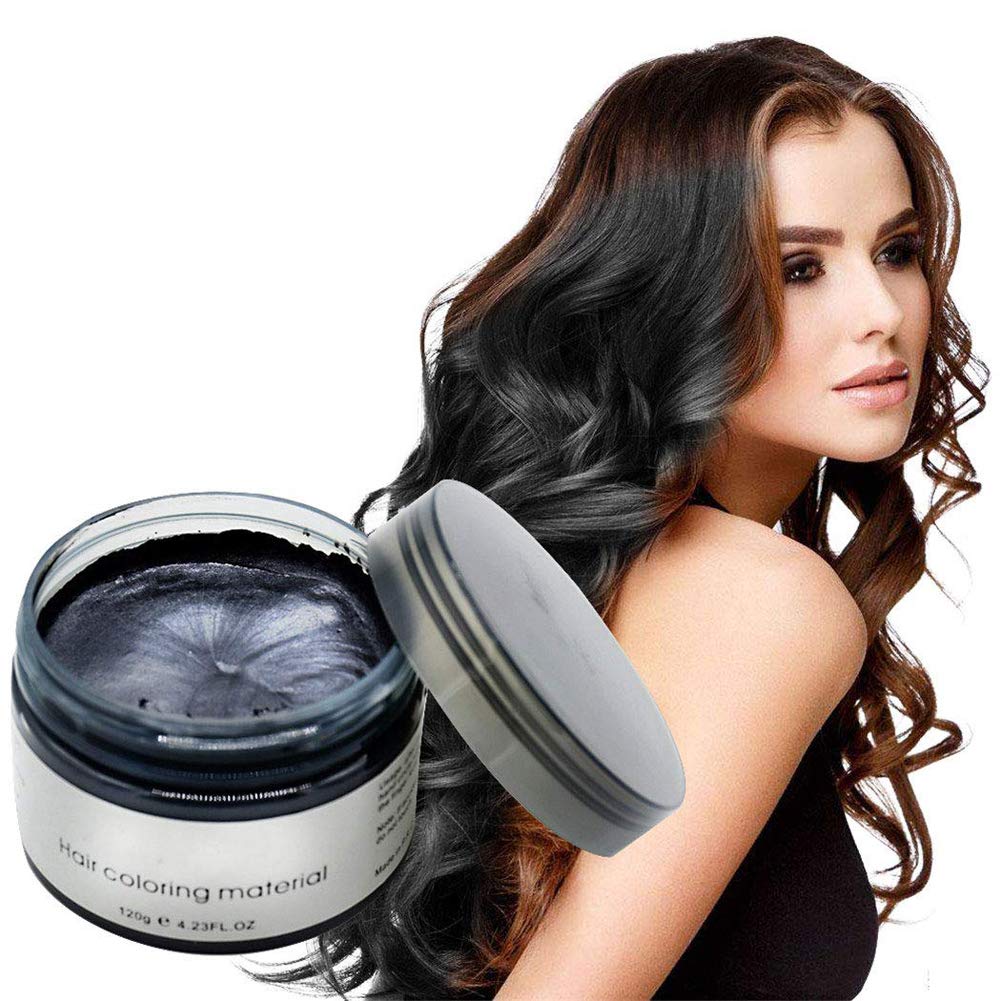 TEEROVA Hair Color Wax, Instant Hair Dye Wax Temporary Hairstyle Cream Mud 4.23 oz Hair Pomades Natural Hairstyle Wax for Men and Women (Black)