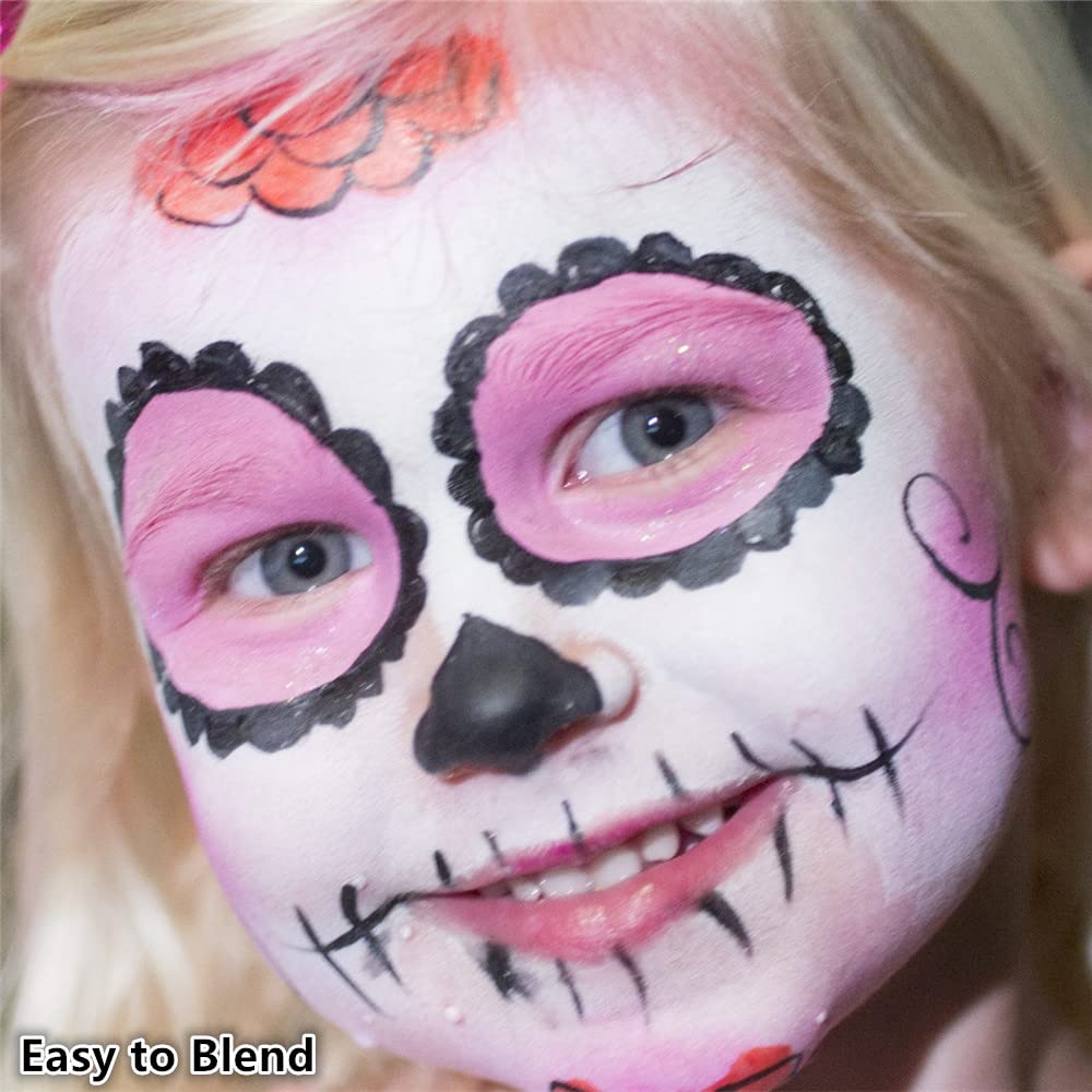 Go Ho White Black Red Colors 3 In 1 Body Paint Set,3 Colors Face Paint Wheel for Special Effects,Zombie Vampire Skeleton Halloween Costume Clown Makeup Body Paint