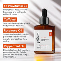 grüum Hair Density Serum 30ml - Lightweight Leave in Caffeine Hair Growth Serum for Thick, Denser & Healthy Looking Hair - Anti Hair Loss Scalp Serum for Men & Women with 5% Provitamin 5 and Caffeine