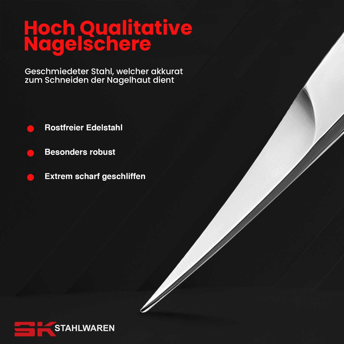 SK Stahlwaren SK STAHLWAREN Professional cuticle scissors, curved, extra sharp nail scissors. For precise removal of skin residues. Combination scissors.