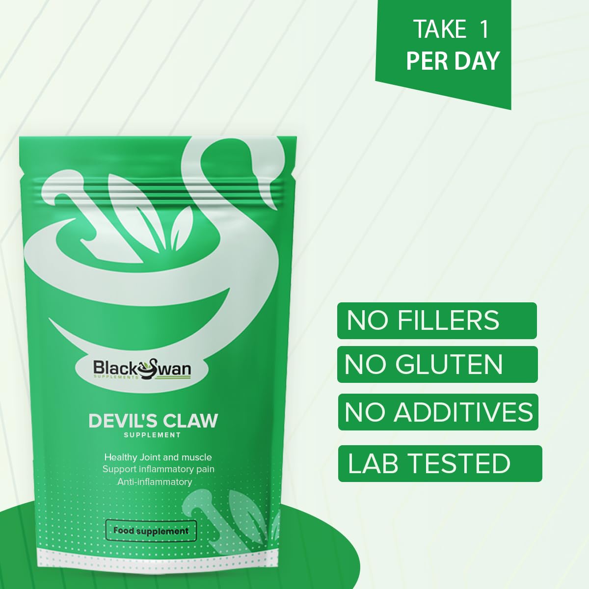 Black Swan supplements Black Swan Devil's Claw Capsules - 2500mg Antioxidant Formula Anti Inflammation Joints Digestive Health Muscle Pain Relief Natural Herbal Supplement - 60 Caps 2 Month Supply
