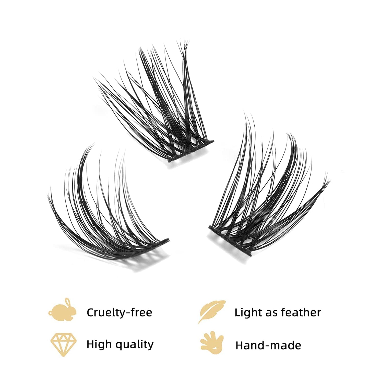 Higu clace HG Lash Extensions, 100pcs Cluster Eyelash Extensions, D Curl, mix 10-16mm, Thin Stem Lash Clusters, Soft and light Lashes, Reusable Makeup for Self-application, DIY at home (HHX07 Mix10-16mm)