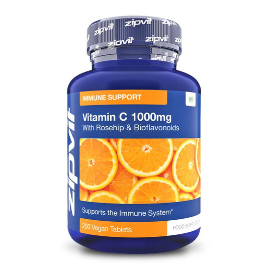 Vitamin C 1000mg with Bioflavonoids, 200 Vegan Tablets. Supports The Immune System. Contributes to a Reduction in Tiredness and Fatigue.