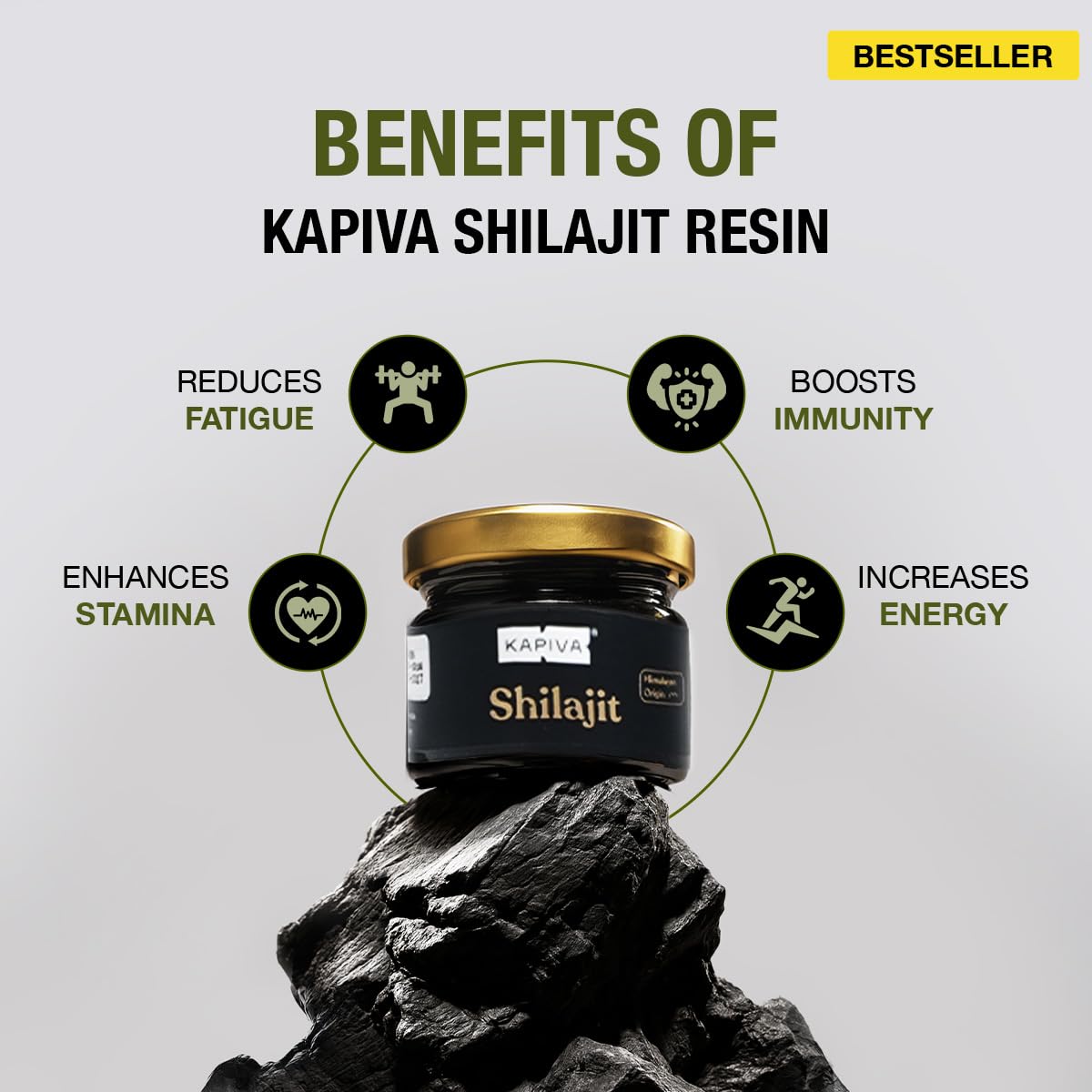 Kapiva Himalayan Shilajit Resin | 100% Pure, Natural & Ayurvedic |250mg Per Serving | 85+ Trace Minerals & Fulvic Acid | Energy & Stamina Booster – 40g