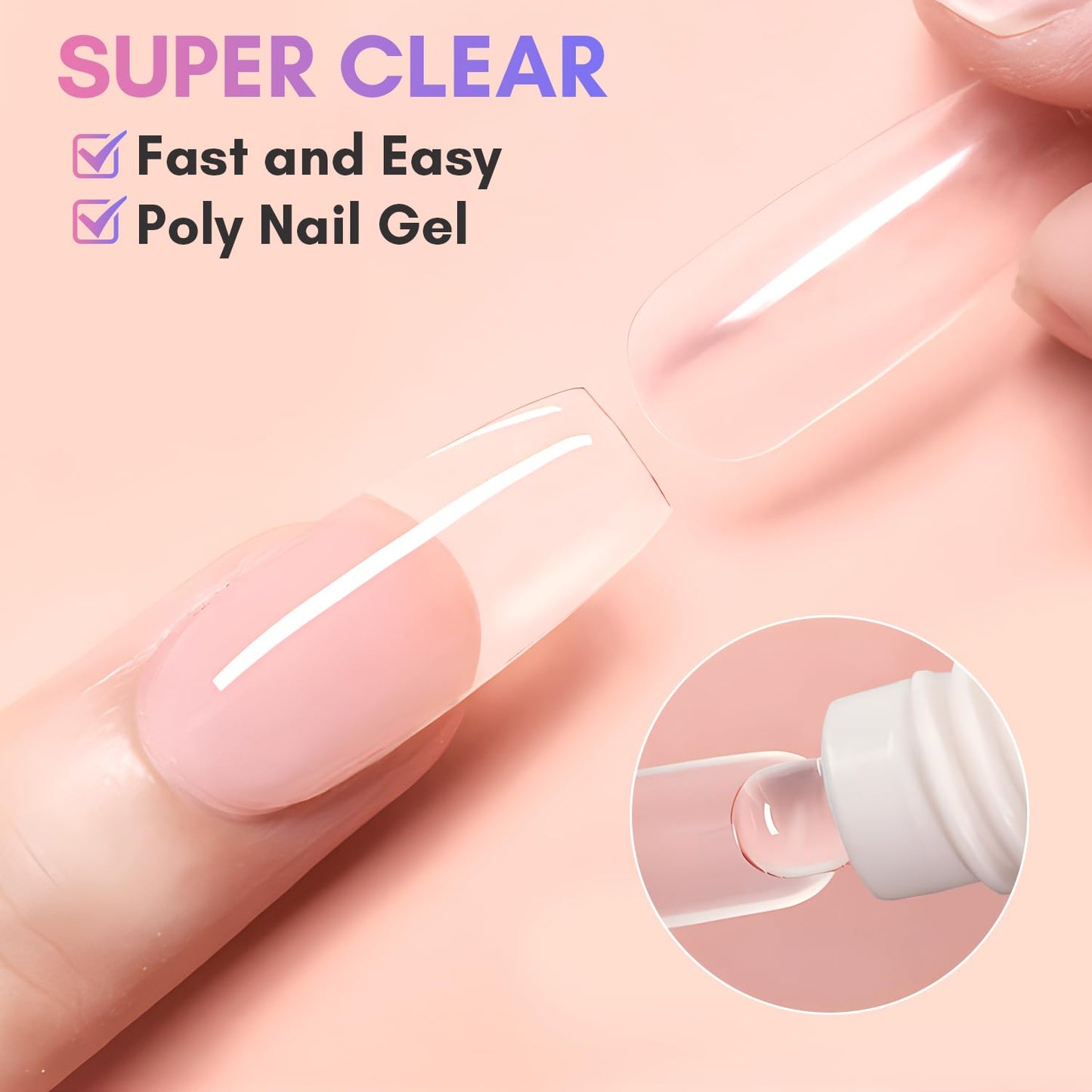 Makartt Poly Nail Hard Gel for Nail Extension Clear 50ML Beginner DIY