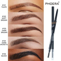 Phoera PHOERA Ultra Slim Eyebrow Liner Pencil With Brow Brush AQUAPURITY Fill & Sculpt Eyebrow Definer Natural Looking Brows Long Lasting (104 DARK BRUNETTE)
