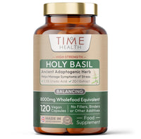 Time Health Holy Basil 20:1 (Ocimum Sanctum) 2.5% Ursolic Acid - Zero Additives - Pullulan (120 Capsules)