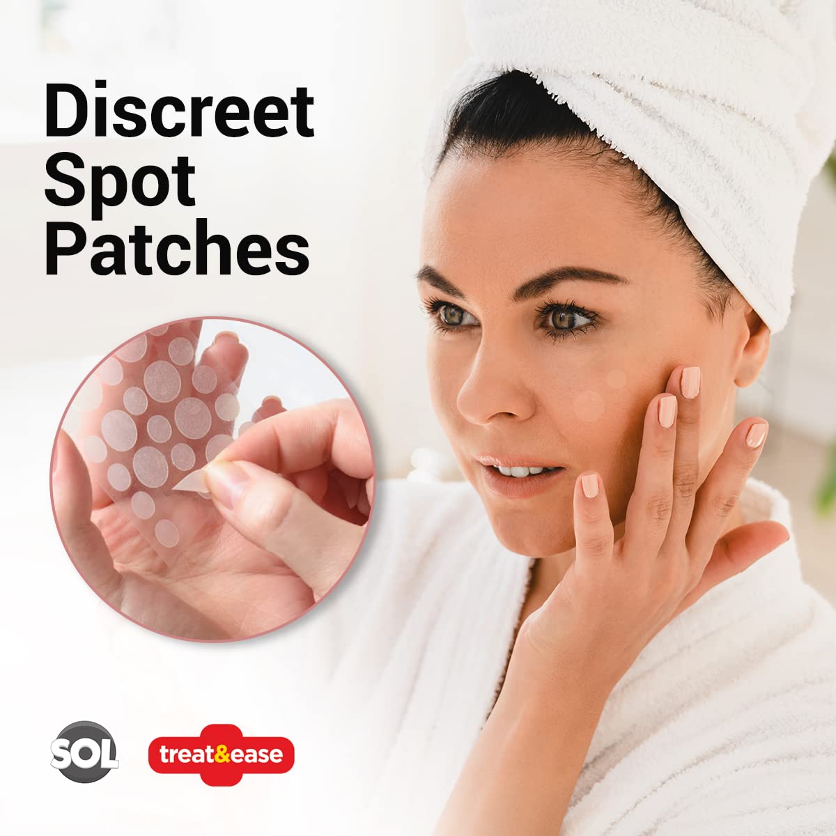 36pk Spot & Cold Sore Patches | 12pcs 8mm & 24pcs 12mm Skin Care Pimple Patches | Acne Patch Hydrocolloid Patches | Face Care Spot Patches | Pimple Patch Acne Patches Hydrocolloid Patch + SOL Sticker