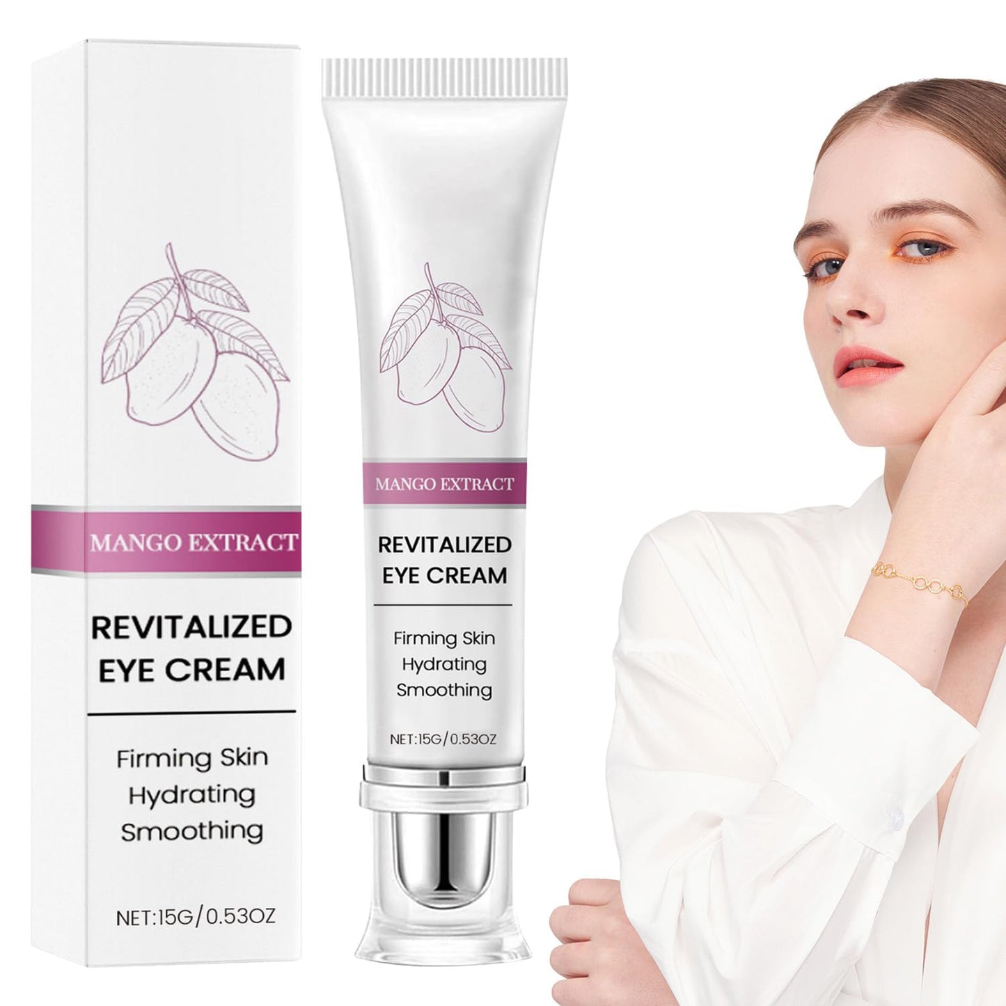 Ninnyi Mango Revitalize Eye Cream, Hyaluronic Acid Repair Cream, Mango Activating and Firming Eye Cream, Removes Eye Bags & Dark Circles