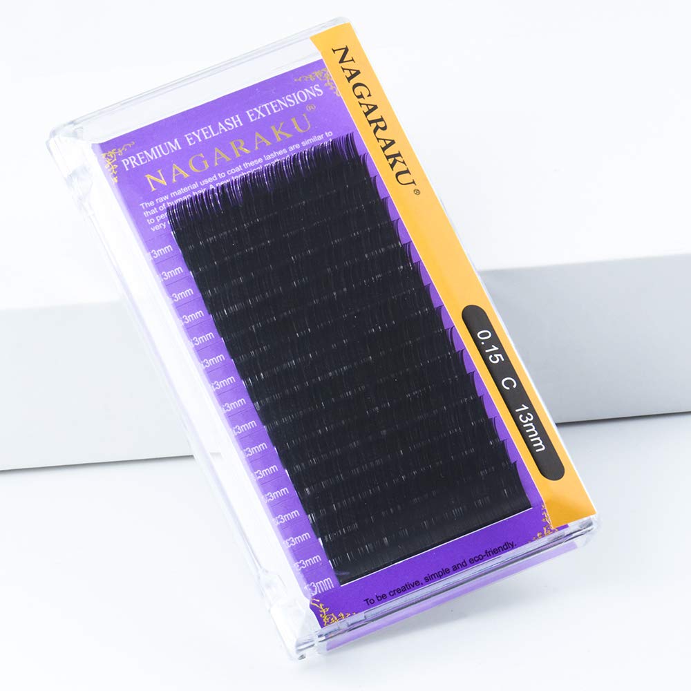NAGARAKU 5 Trays Eyelash Extensions 0.03mm D 9/10/11/12/13mm in 1 pack Classic Individual Lashes Soft Natural Professional Faux Mink 16 rows