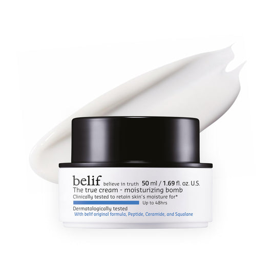 belif The True Cream - Moisturising Bomb, Hydration Cream with Peptide & Squalane,restores skin barrier, firming, Suits All Skin Types expecially For Normal to Dry Skin, Korean Skincare (50ml)