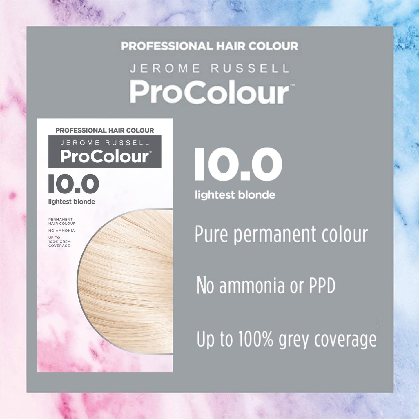 Jerome Russell ProColour Lightest Blonde 10.0 Permanent Hair Colour – Ammonia Free Hair Dye for Full Grey Coverage, Shine & Colour Retention with Brazil Nut Oil