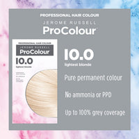 Jerome Russell ProColour Lightest Blonde 10.0 Permanent Hair Colour – Ammonia Free Hair Dye for Full Grey Coverage, Shine & Colour Retention with Brazil Nut Oil