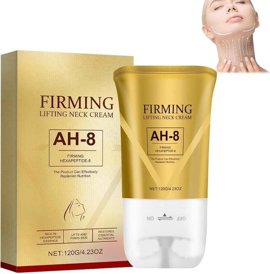 YXtecd AH-8 Firming Neck Cream, 120G Neck Firming Cream with Roller, Reduce Wrinkles Fine Lines And Double Chin, Firm and Lift Sagging Skin