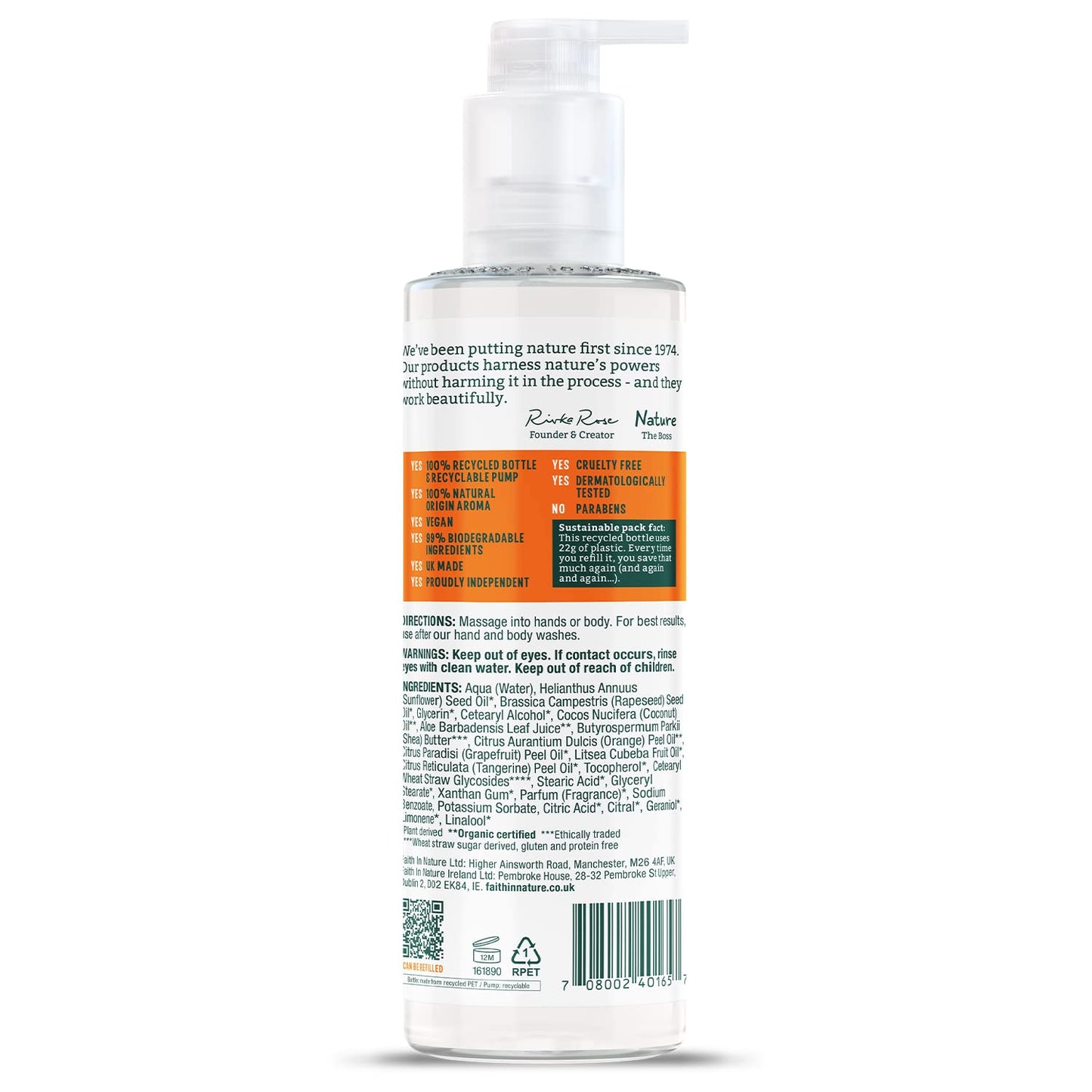 Faith In Nature Natural Grapefruit and Orange Hand and Body Lotion, Energising, Vegan and Cruelty Free, No SLS or Parabens, 400 ml