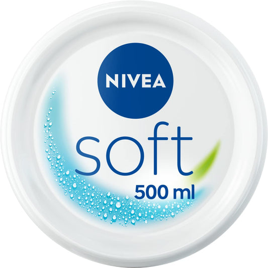 NIVEA Soft Moisturising Cream (500ml), A Moisturising Cream Face, Body And Hands With Vitamin E And Jojoba Oil, Hand Cream Moisturises Deeply, All-Purpose Day Cream