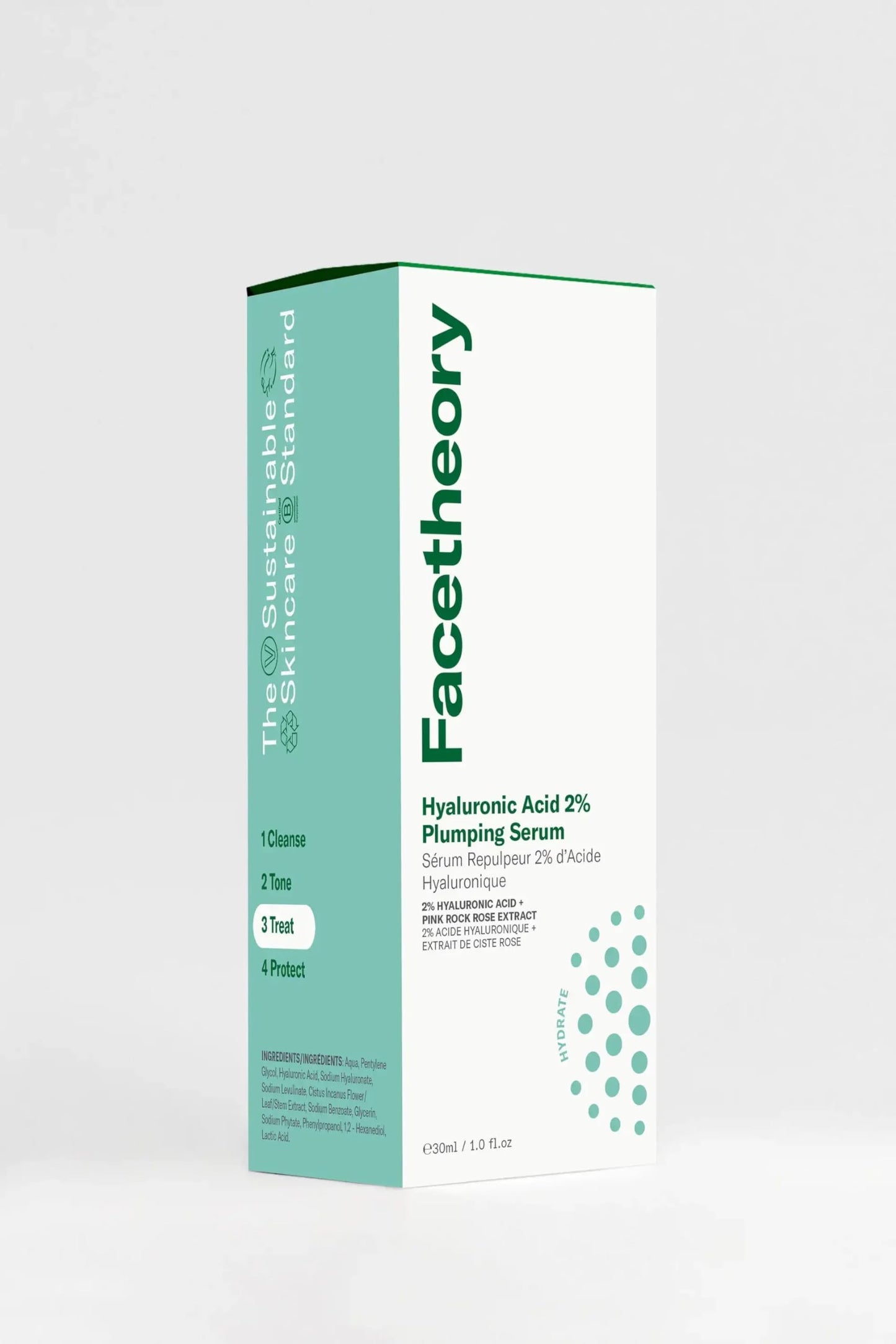 facetheory Hyaluronic Acid 2% Plumping Serum - Pink Rock Rose Extract - Lightweight Hydrating Serum for All Skin Types - Vegan & Cruelty-Free (30 ml)