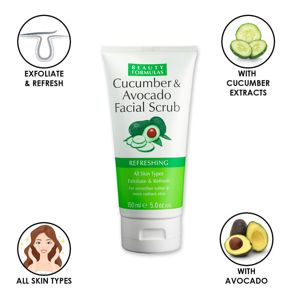 Beauty Formulas BEAUTY FORMULAS FACE SCRUB CUCUMBER & AVOCADO