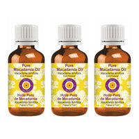 Deve Herbes Pure Macadamia Oil (Macadamia ternifolia) Non-Sticky | Non-Greasy | For Skin, Hair, Massage & DIY Use 100ml X 3